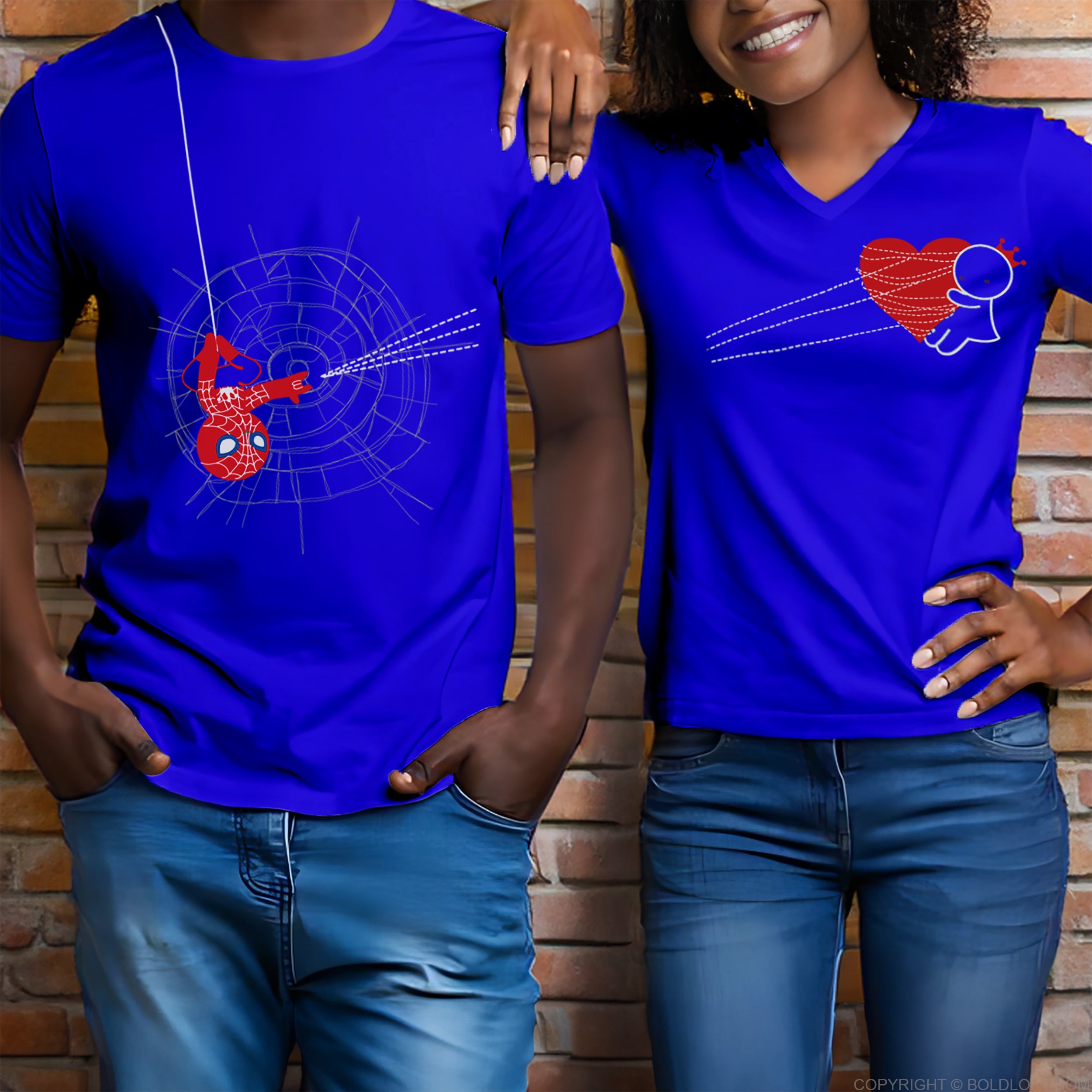 You’ve Captured My Heart Couple Shirts by BoldLoft feature superheroes and comic characters. Perfect cotton anniversary shirts for husband and wife and movie night outfits.