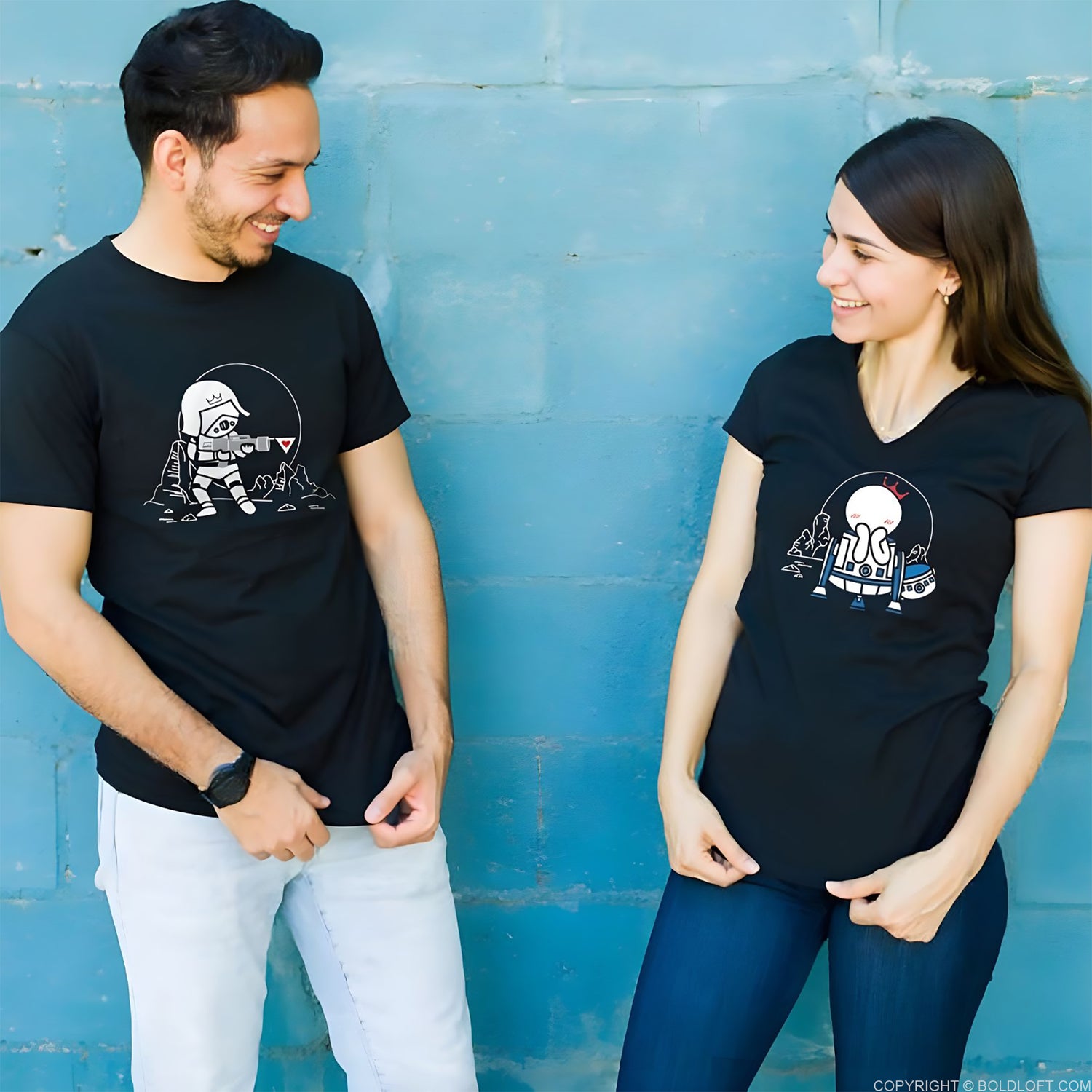 May the Love be with You™ His & Hers Matching Couple Shirt Set Black