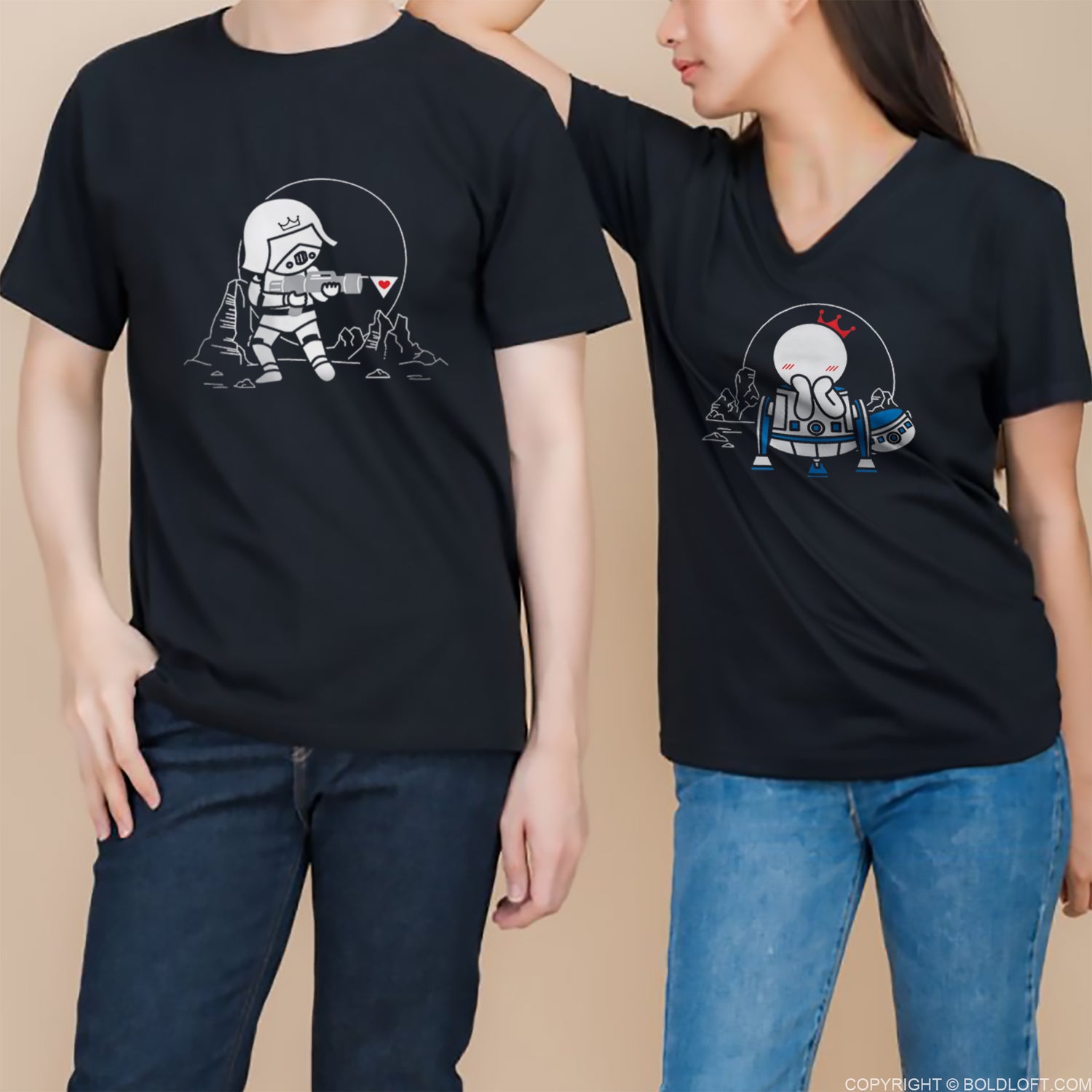 May the Love be with You™ His & Hers Matching Couple Shirt Set Black