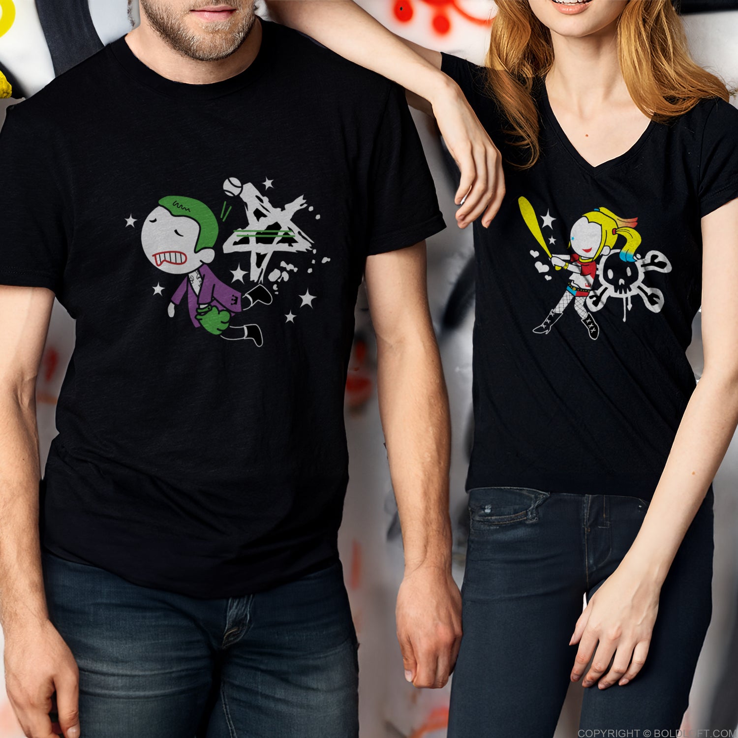 My One & Only Madness Couple Shirts by BoldLoft. Perfect cotton anniversary shirts for husband and wife, featuring cute love cartoon characters.