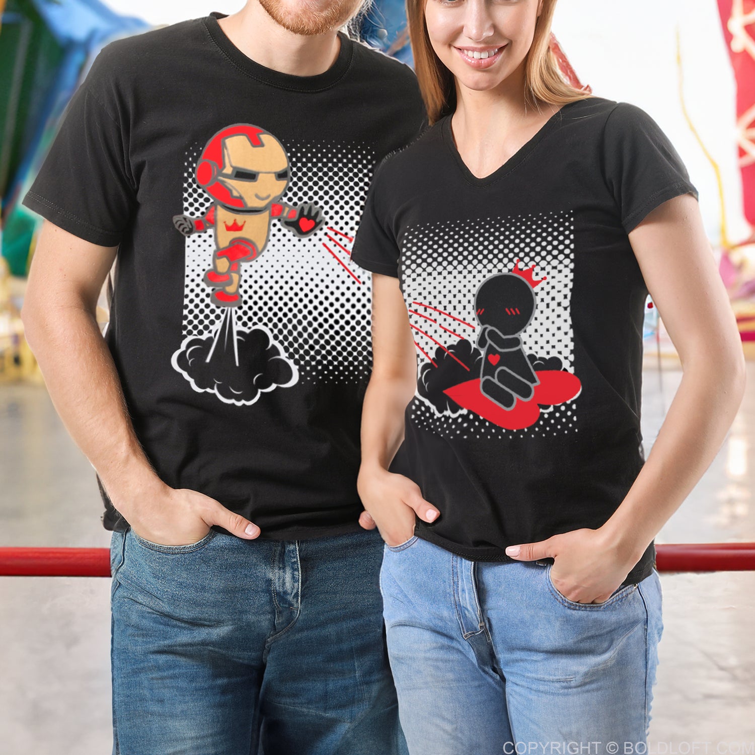 Love You 3000 Couple Shirts - Unique his and hers Valentine shirts by BoldLoft, ideal couple shirts for cotton anniversary, Valentine’s Day or movies night out.