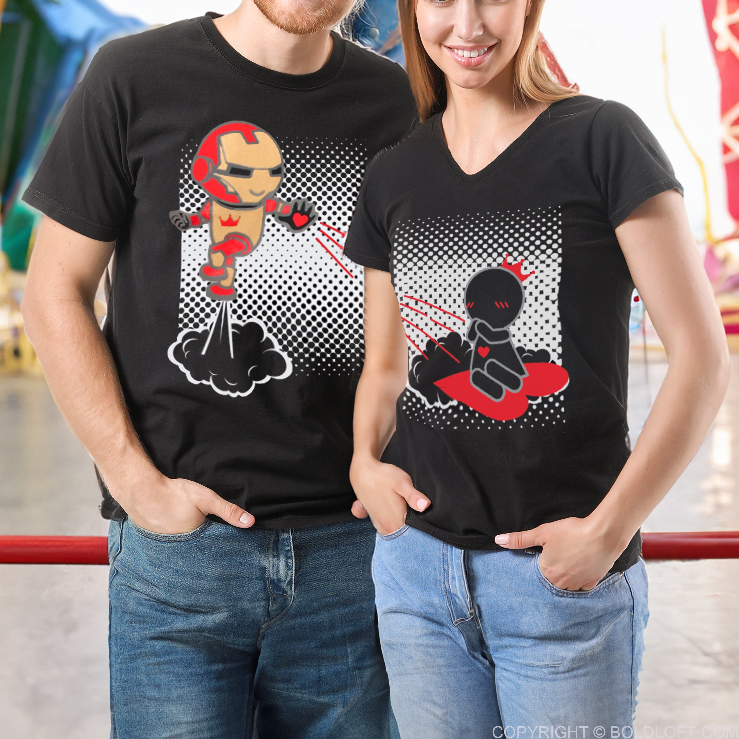 Love You 3000 Couple Shirts - Unique his and hers Valentine shirts by BoldLoft, ideal couple shirts for cotton anniversary, Valentine’s Day or movies night out.