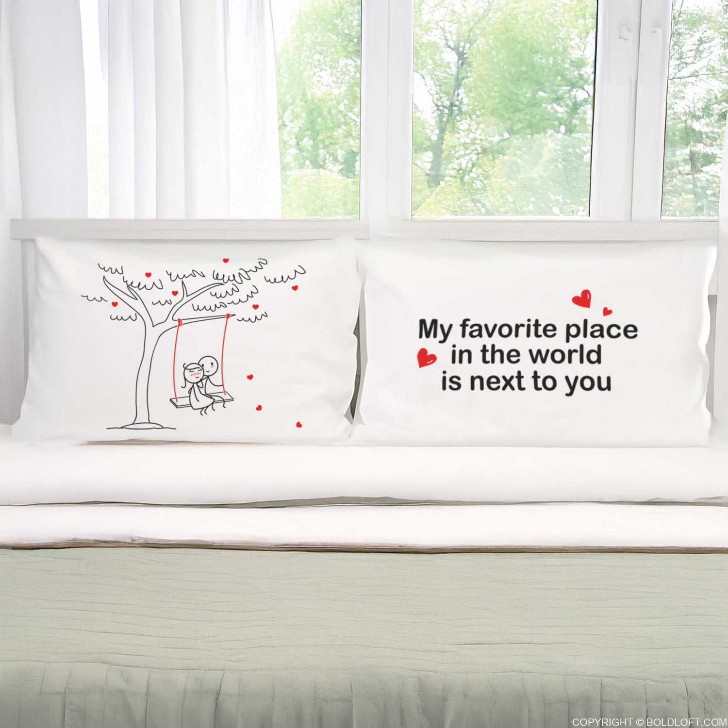 BoldLoft Next to You Couple Pillowcases - Cotton gifts for anniversary. Love Quote gifts for him and her.