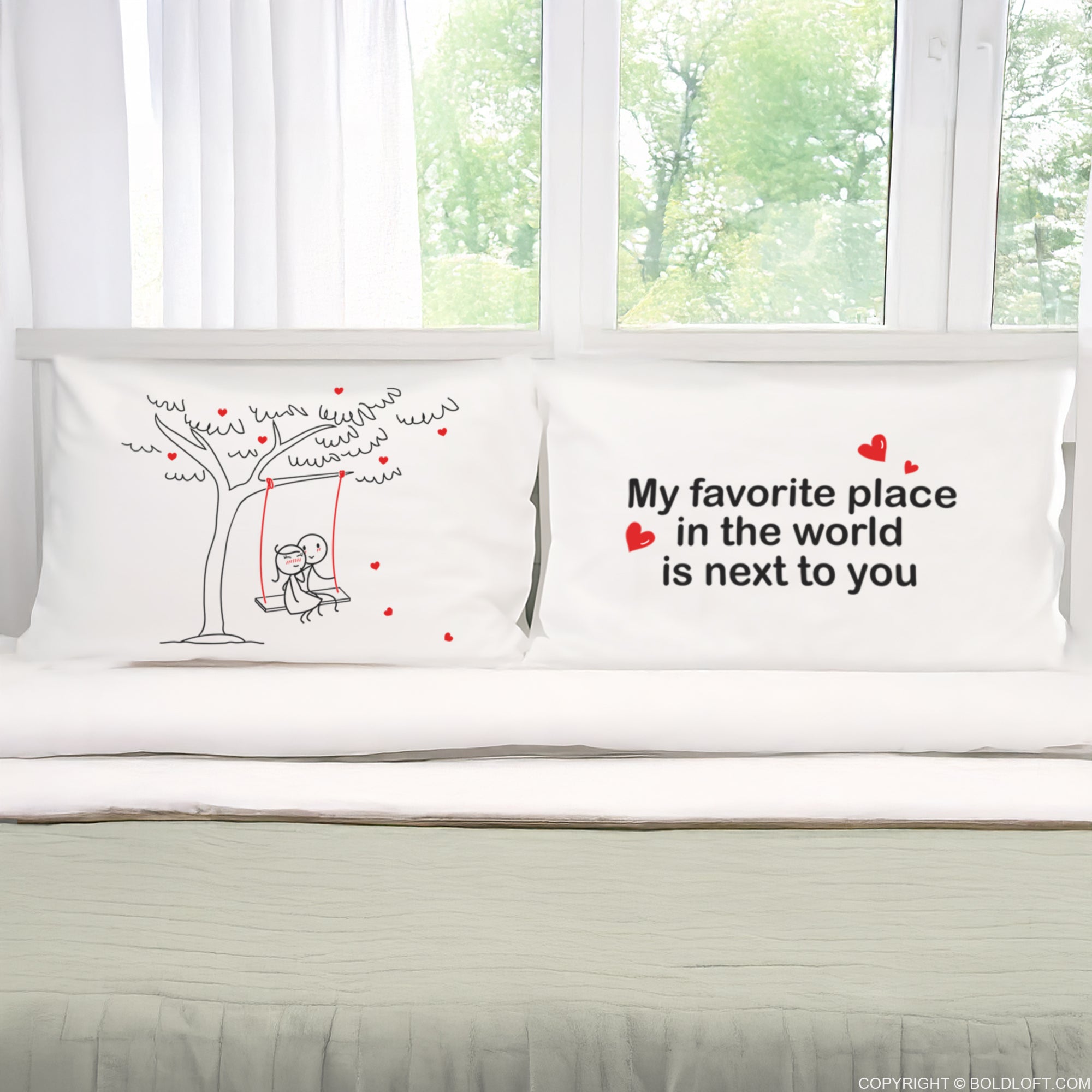 BoldLoft Next to You Couple Pillowcases - Cotton gifts for anniversary. Love Quote gifts for him and her.