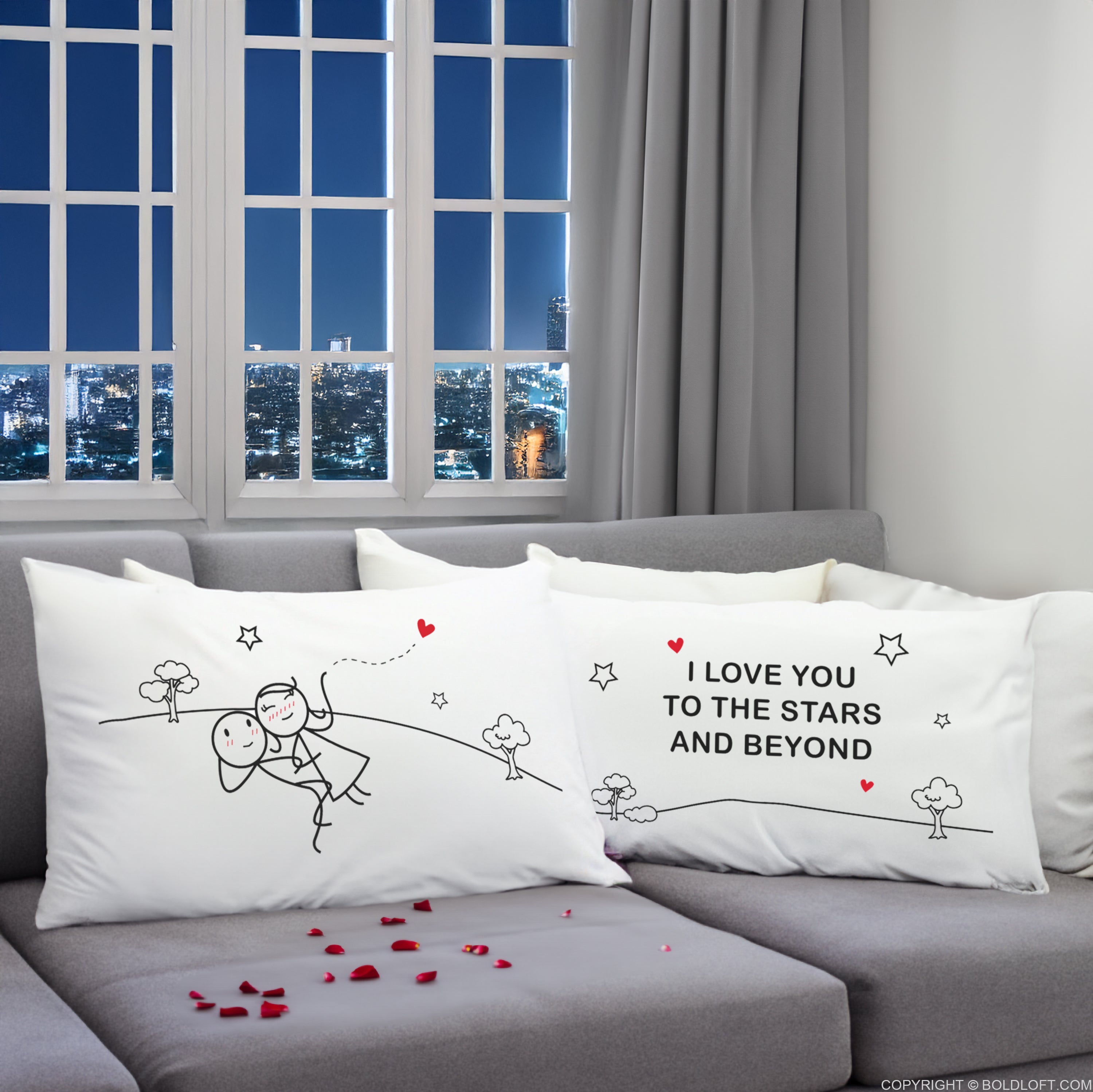 BoldLoft Love You to The Stars & Beyond™ Couple Pillowcases - Couple gifts for Valentine&