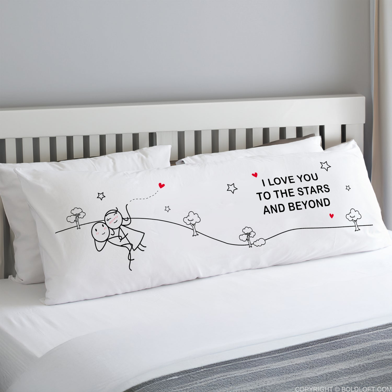 BoldLoft Love You to the Stars & Beyond® Body Pillowcase -Valentine pillow covers for couples. Cotton gifts for anniversary, Valentine&