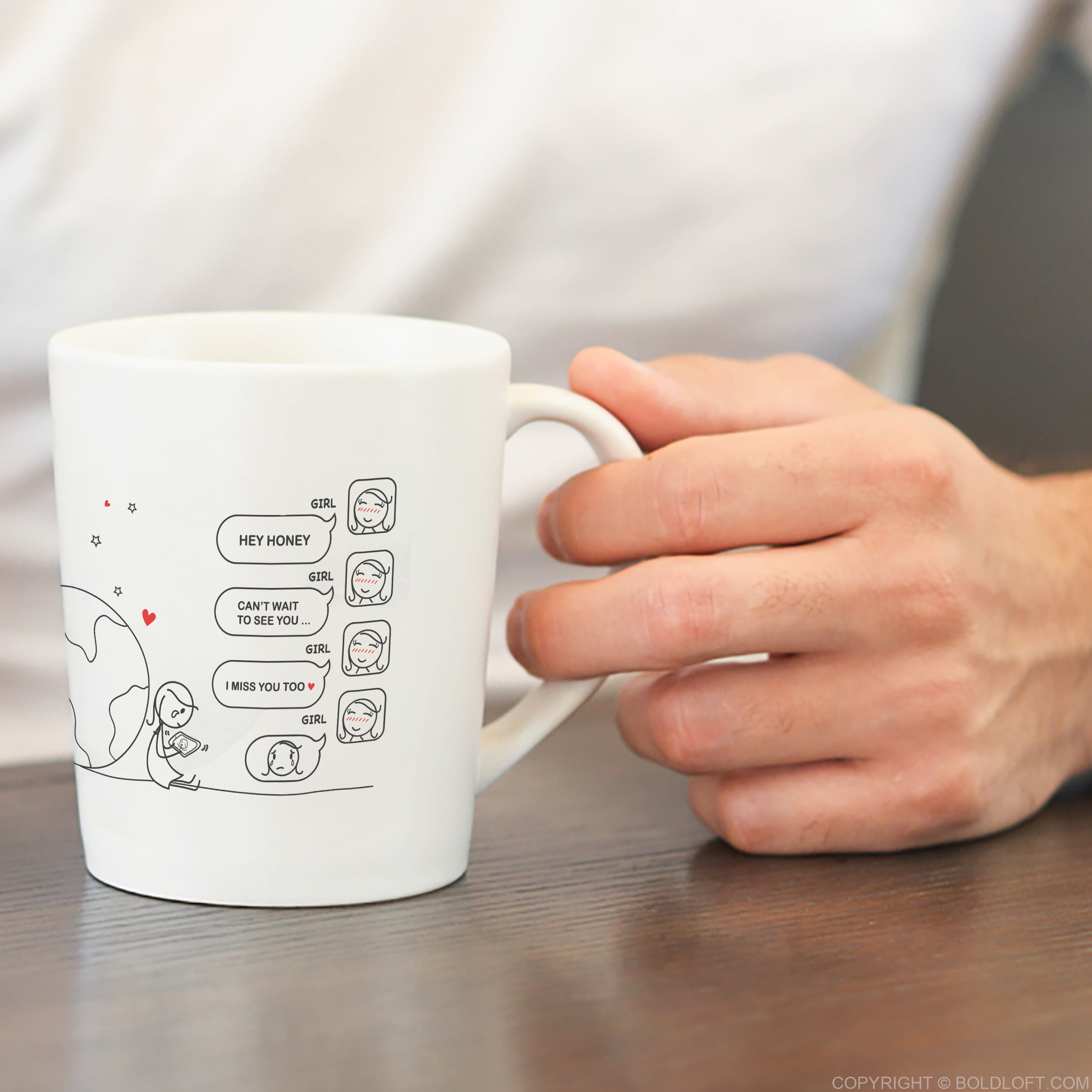 BoldLoft Wish You Were Here long distance couple coffee mugs: Connect over coffee, no matter the distance. Perfect long distance relationship gift for him.