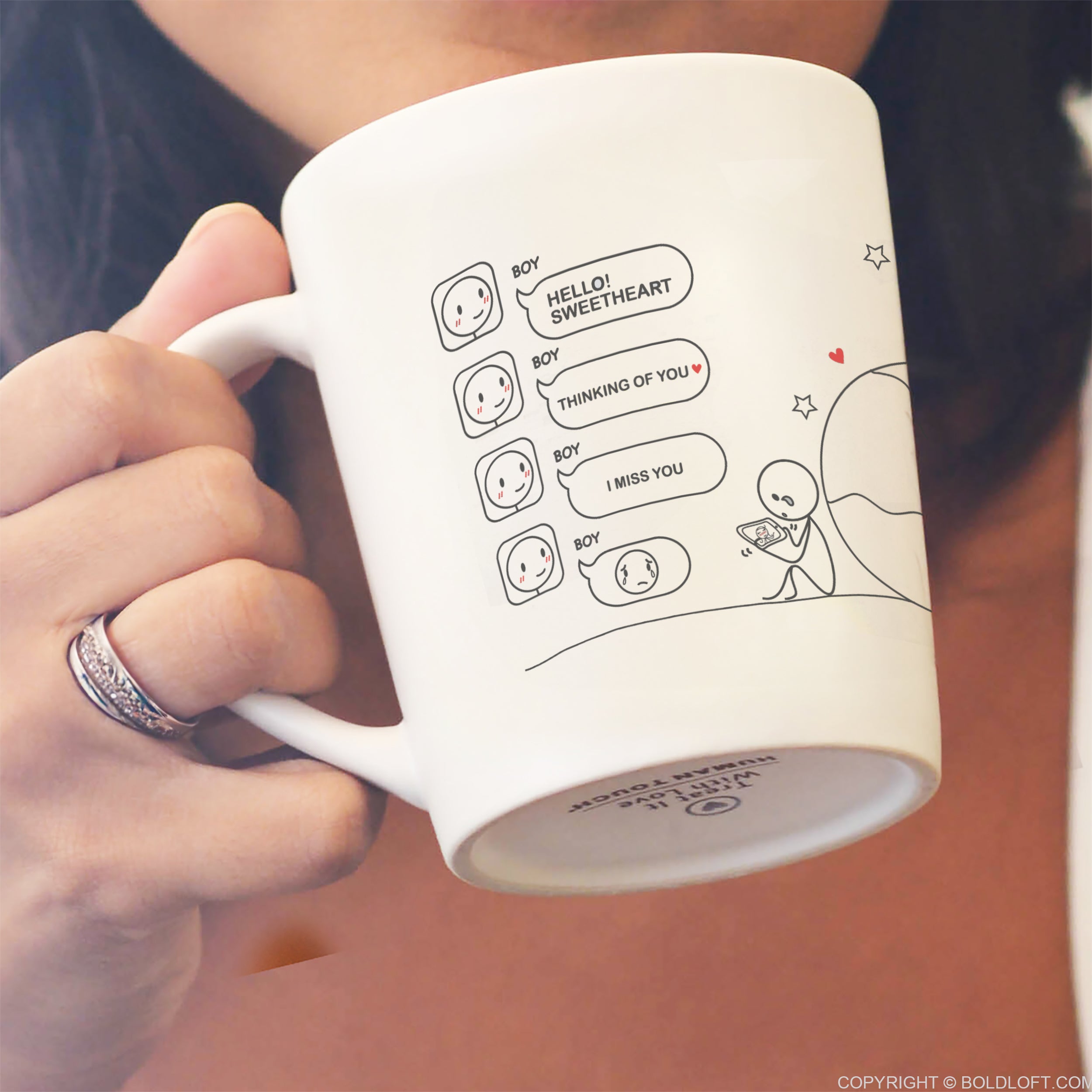 BoldLoft Wish You Were Here long distance love mugs: Close the gap with every sip. Perfect long distance relationship gift for her.