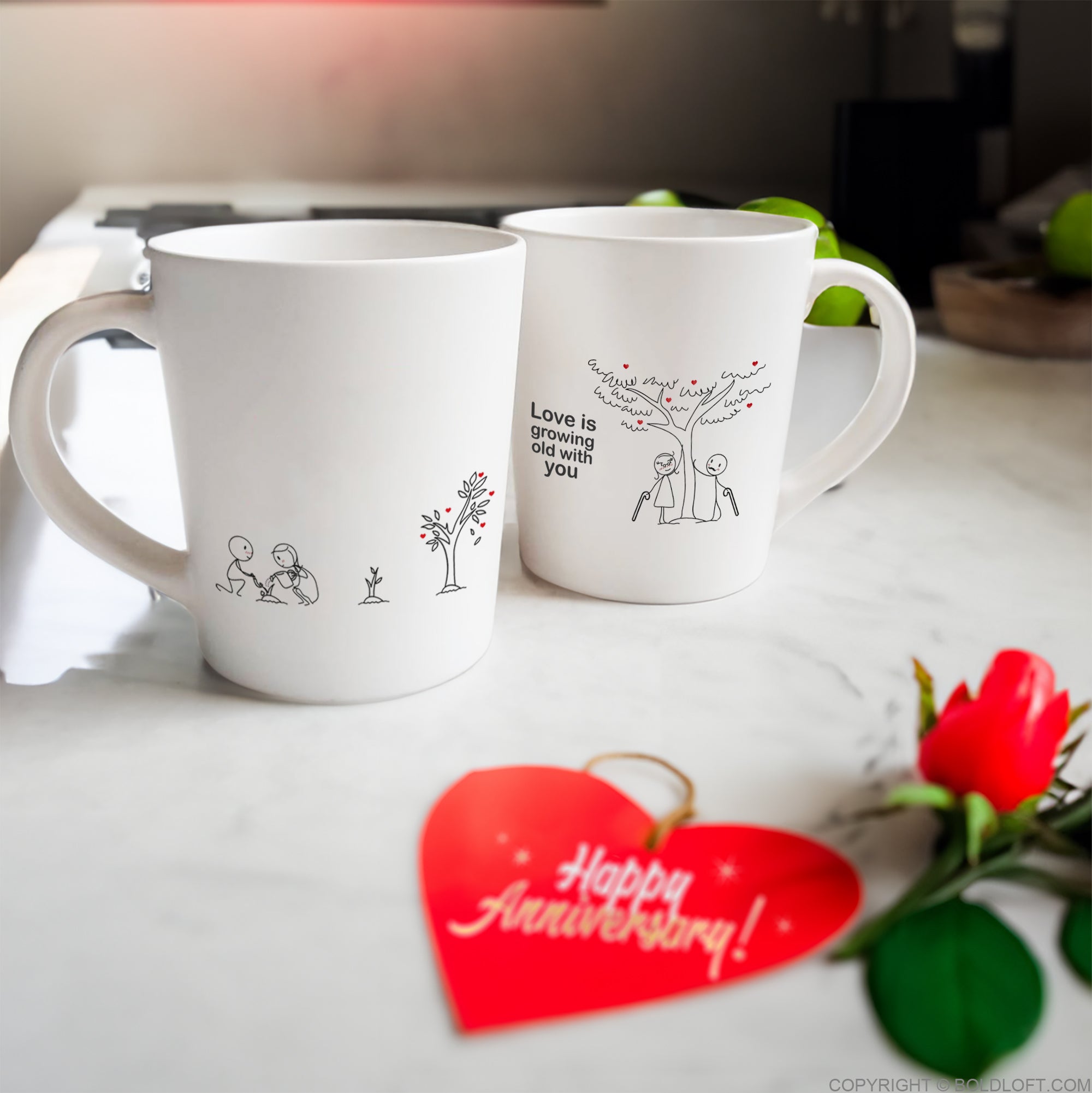 BoldLoft Grow Old with You Couple Mugs are the perfect anniversary gifts and wedding anniversary for couples.