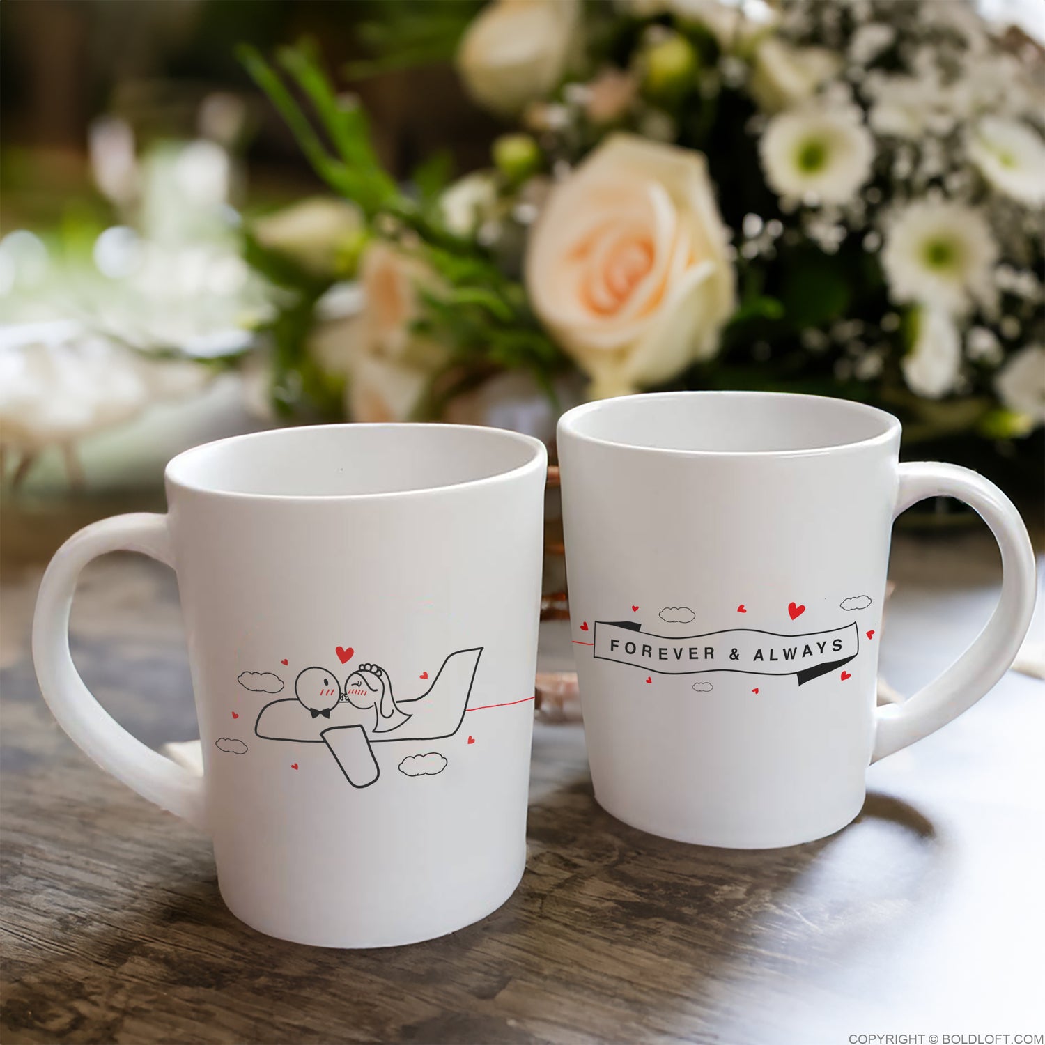 BoldLoft Forever & Always Wedding Mugs for Bride and Groom. Perfect Engagement, Bridal Shower, or Wedding Gift for Couples.