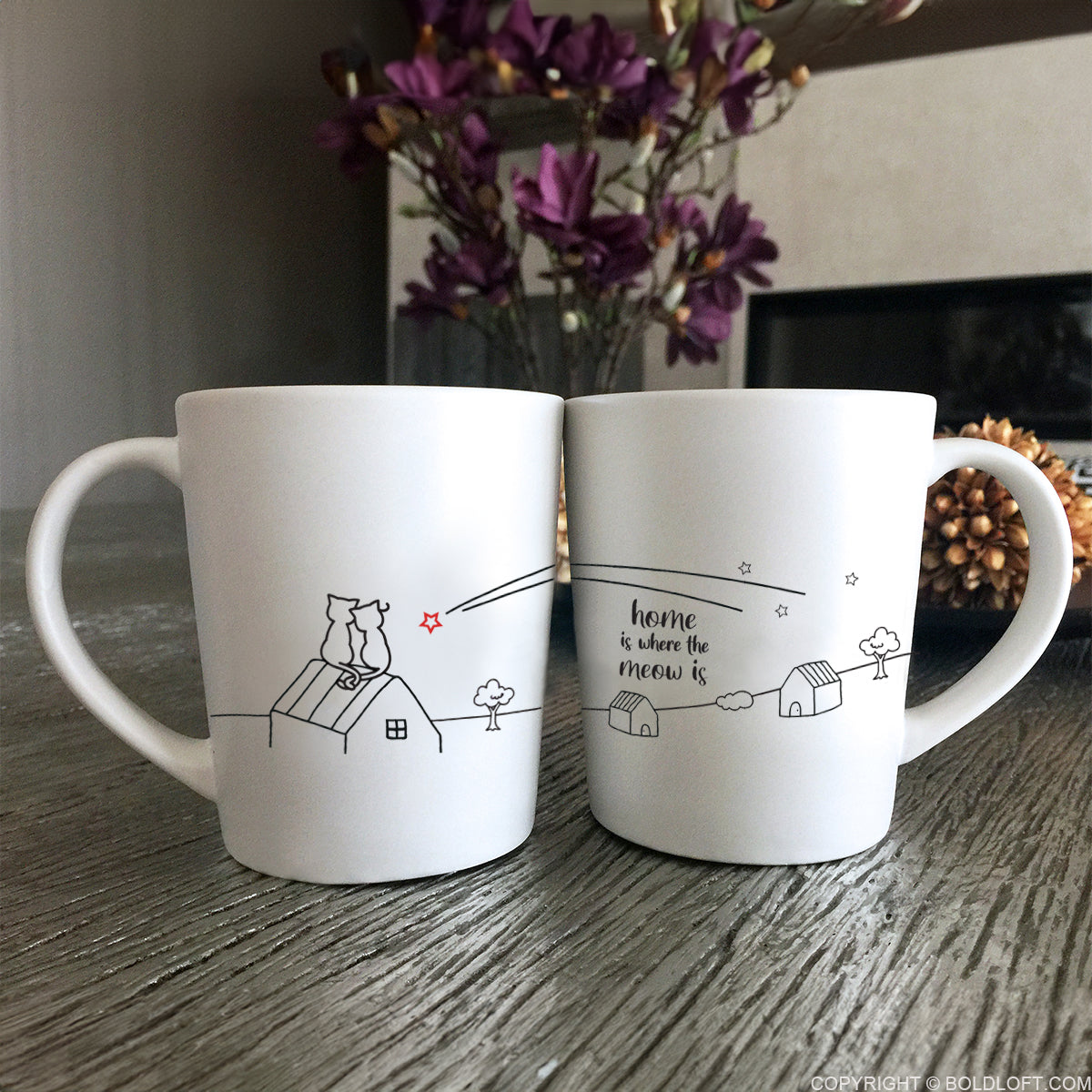 BoldLoft Coffee Mugs for Cat Lovers. Couple Mugs for Cat Lover Couples.
