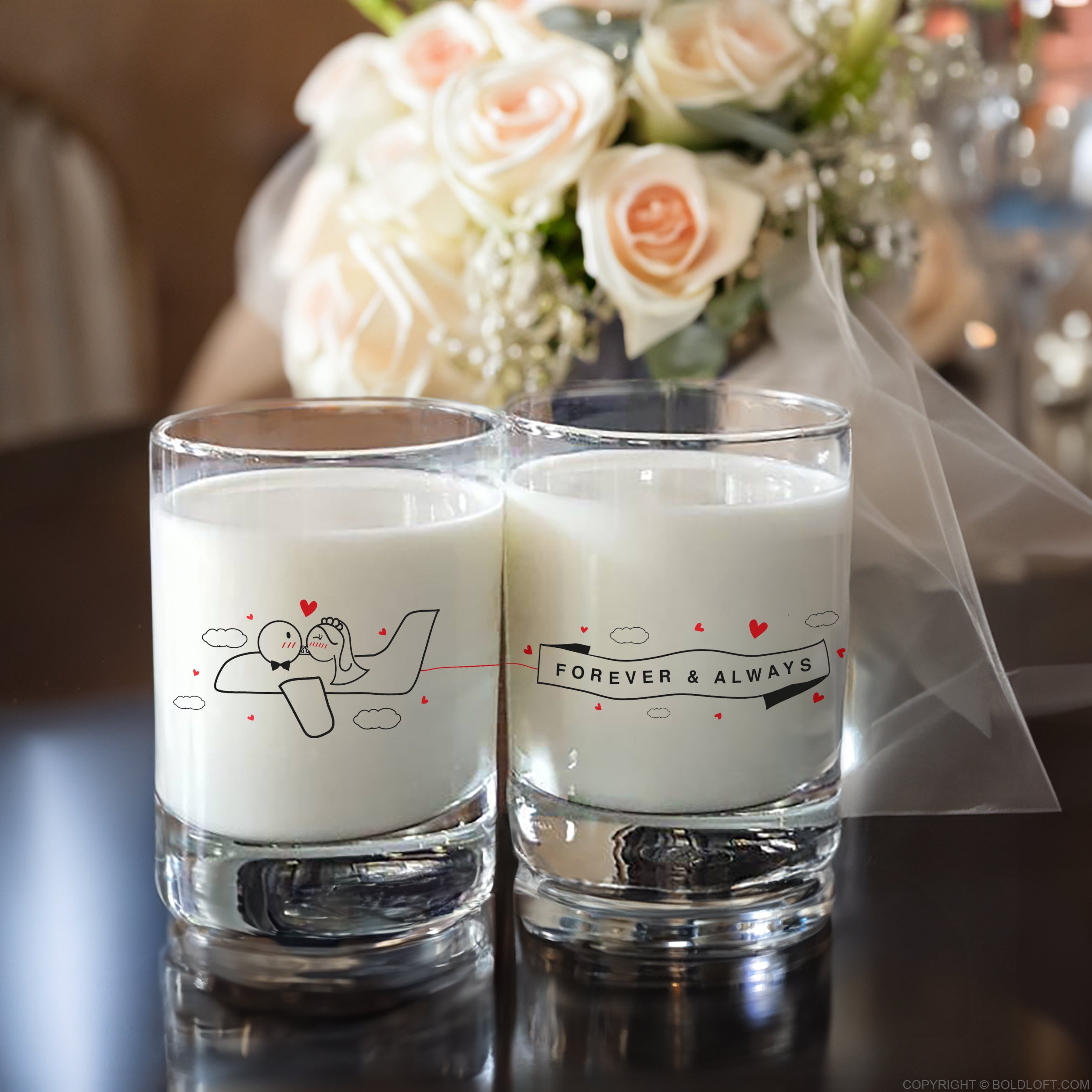 BoldLoft Forever & Always Wedding Glasses-The perfect his and hers wedding glass gift for couples and newlyweds.