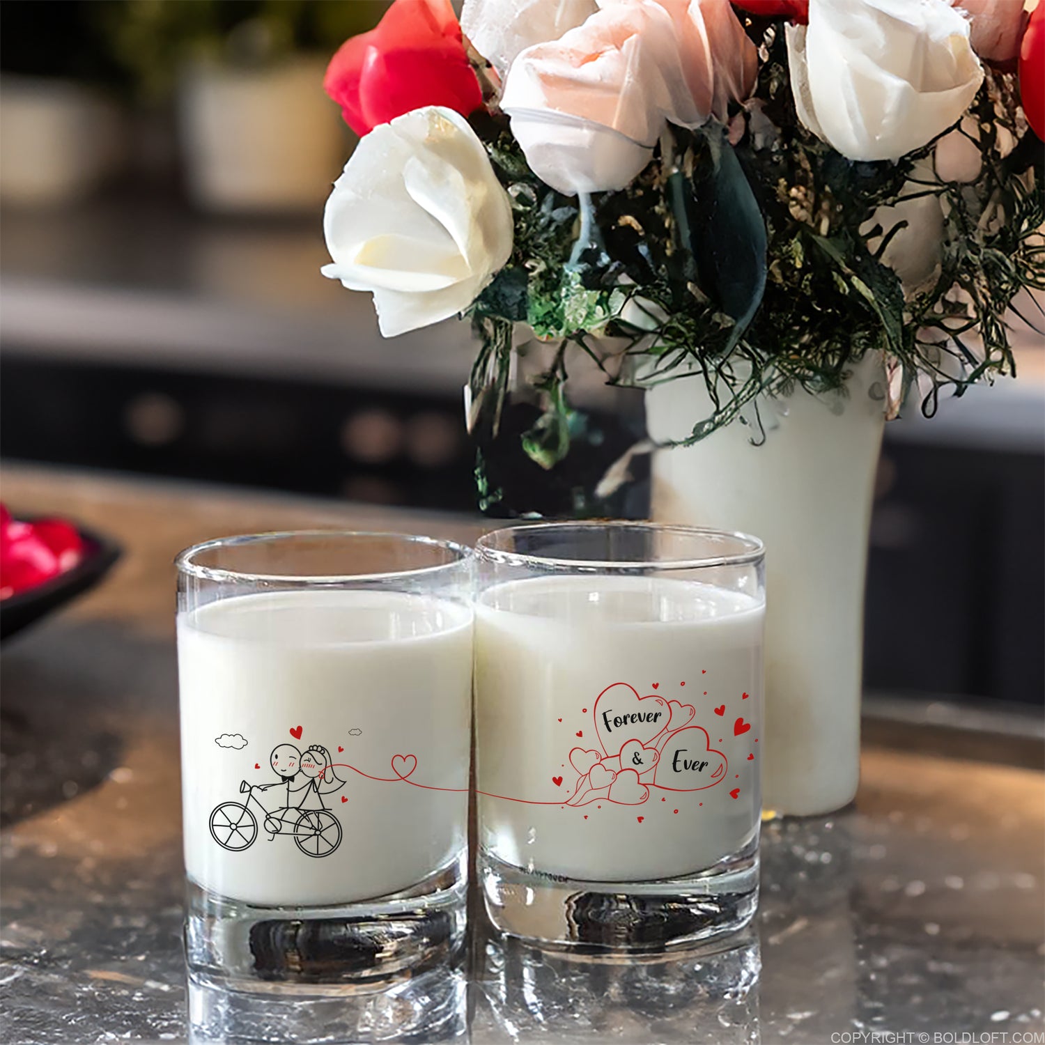 BoldLoft Forever & Ever Couple Drinking Glasses. Perfect wedding glasses for bride and groom and engagement glasses for couples.