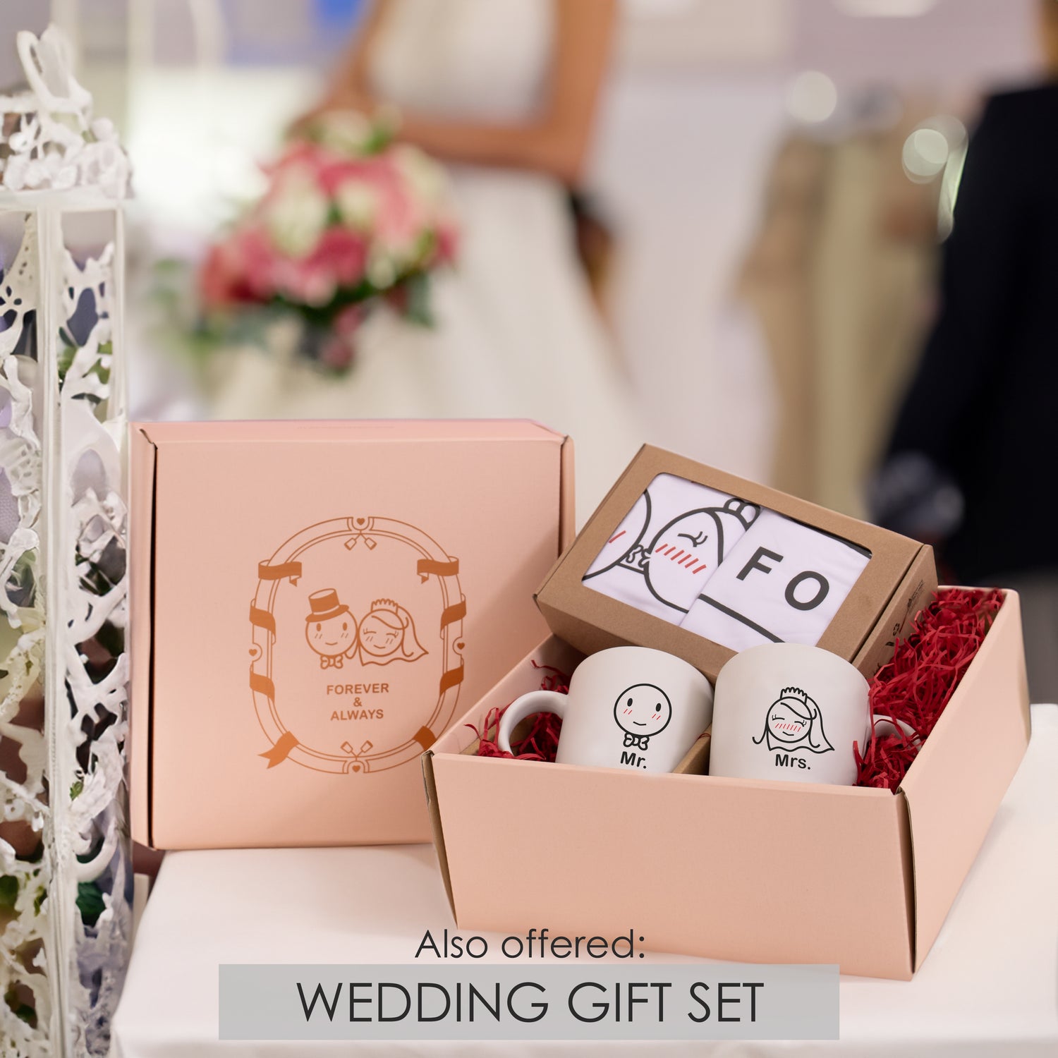 BoldLoft I Do I Do Wedding Gift Set includes wedding couple  pillowcases and coffee mugs—heart-felt wedding gifts for couples, bride and groom, and newlyweds.