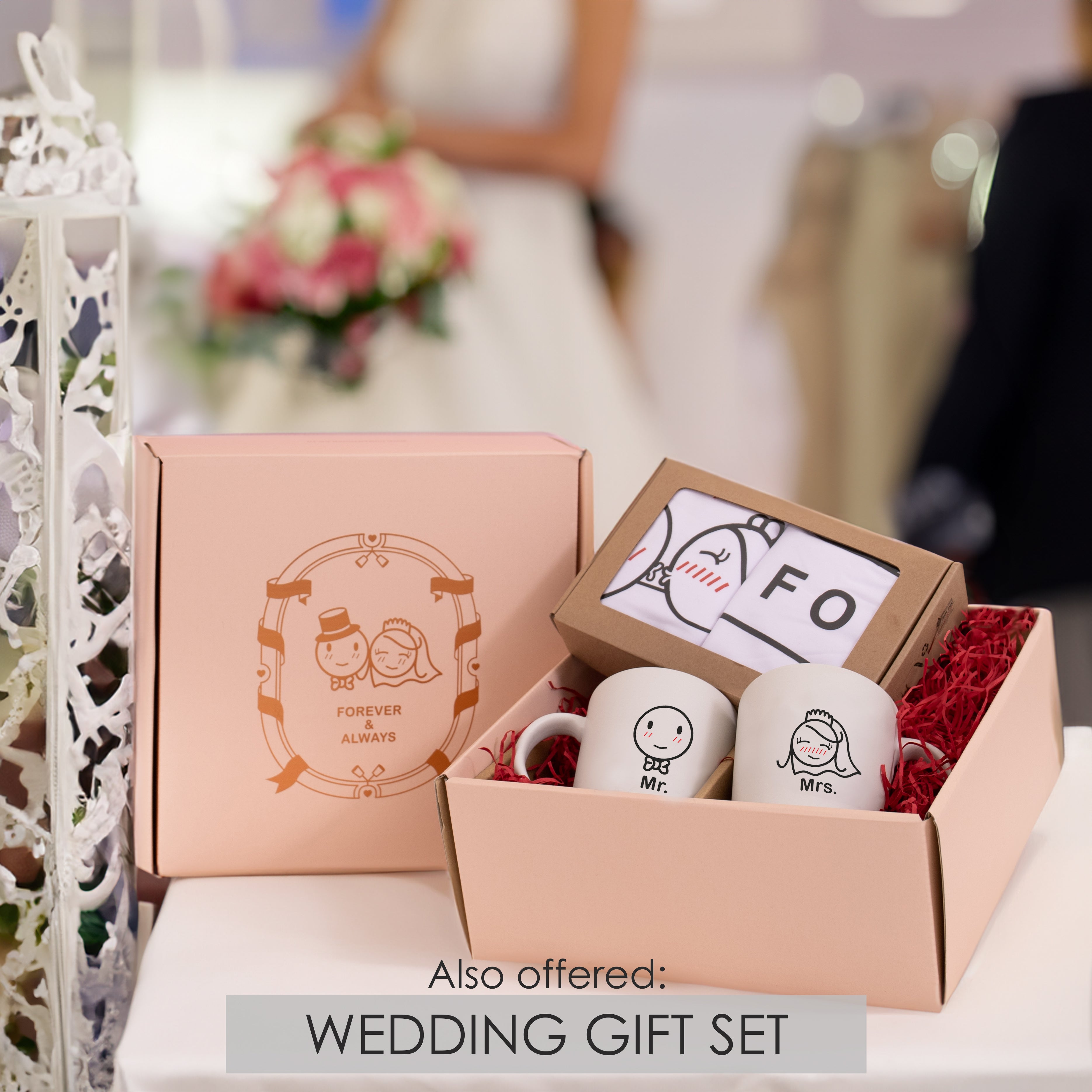 BoldLoft I Do I Do Wedding Gift Set includes wedding couple pillowcases and coffee mugs— heart-felt wedding gifts for couples, bride and groom, and newlyweds.