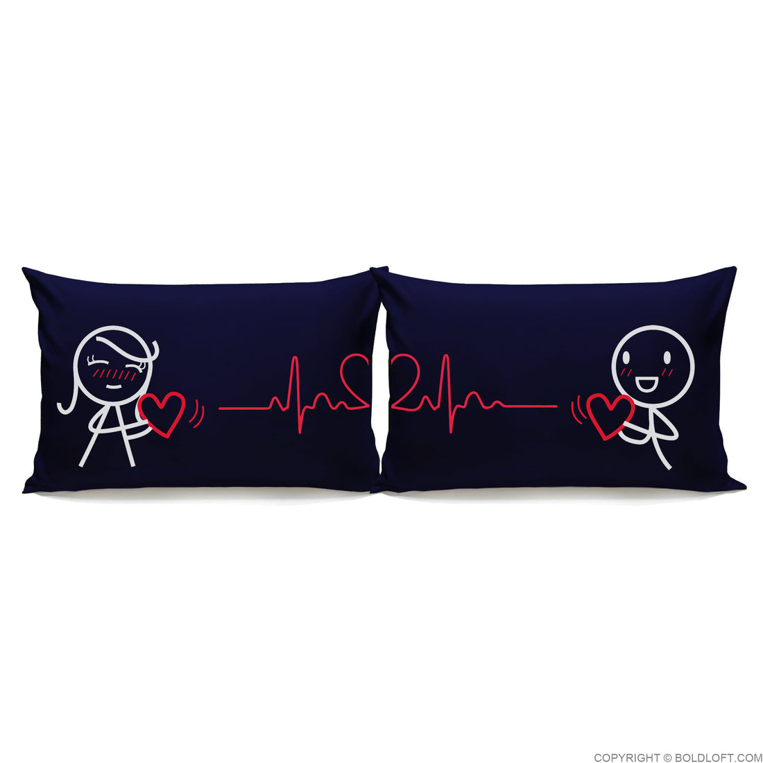 Love You with Every Beat of My Heart ™ Couple Pillowcase Set (Dark Blue)