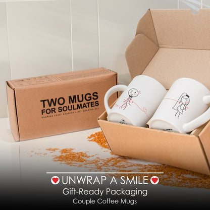 BoldLoft wedding mugs packaged in the signature Two Mugs for Soulmates gift-ready box, adding an extra touch of charm to your gift.