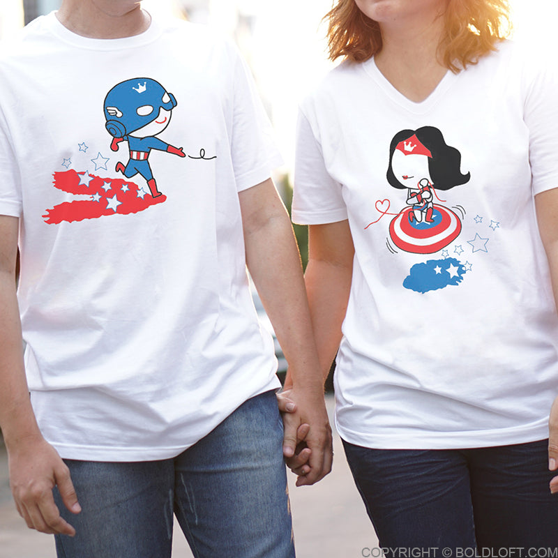 boldloft captain america wonder woman couple shirts his her shirts couple outfits