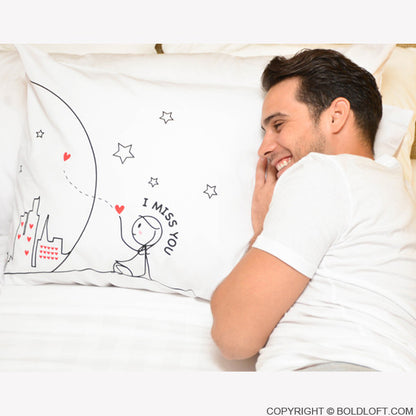 Miss Us Together™ Matching Couple Pillowcases - for Her
