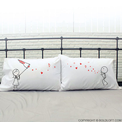 BoldLoft Catch My Love Too His and Hers Couple Pillow Cases