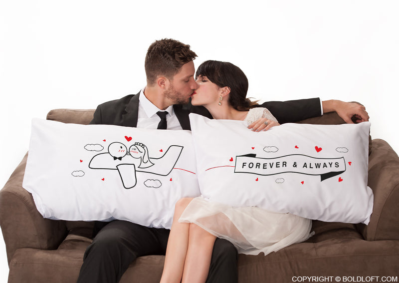 Wedding Gifts for Forever & Always-BoldLoft Just Married Couple Pillowcases