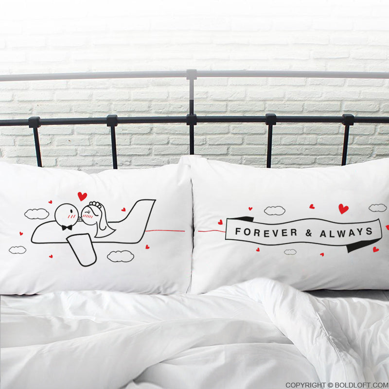 Newlywed Gifts-BoldLoft Forever &amp; Always™ Bride &amp; Groom Pillowcases