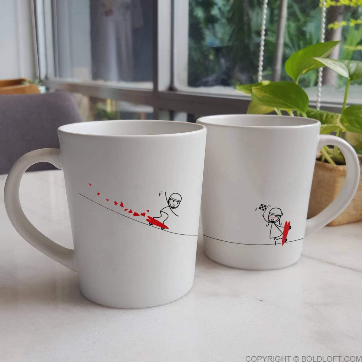 boldloft couple coffee mug set his hers mugs skater boyfriend skater girlfriend gifts