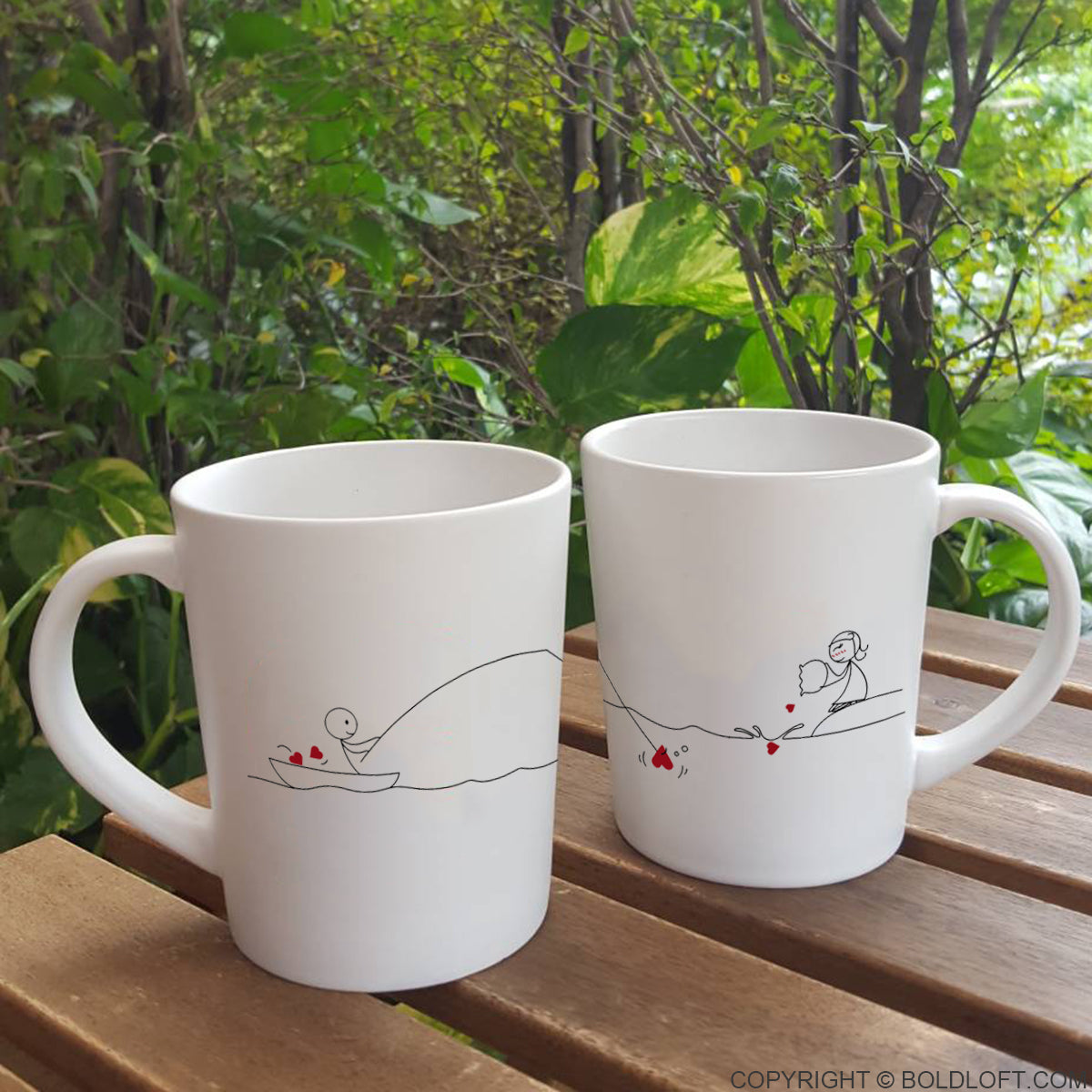 BoldLoft Catch My Heart Couple Coffee Mug Set