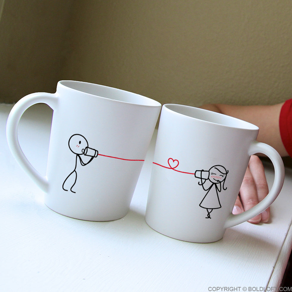 BoldLoft Say I Love You couple coffee mugs. Matching coffee mugs for him and her.