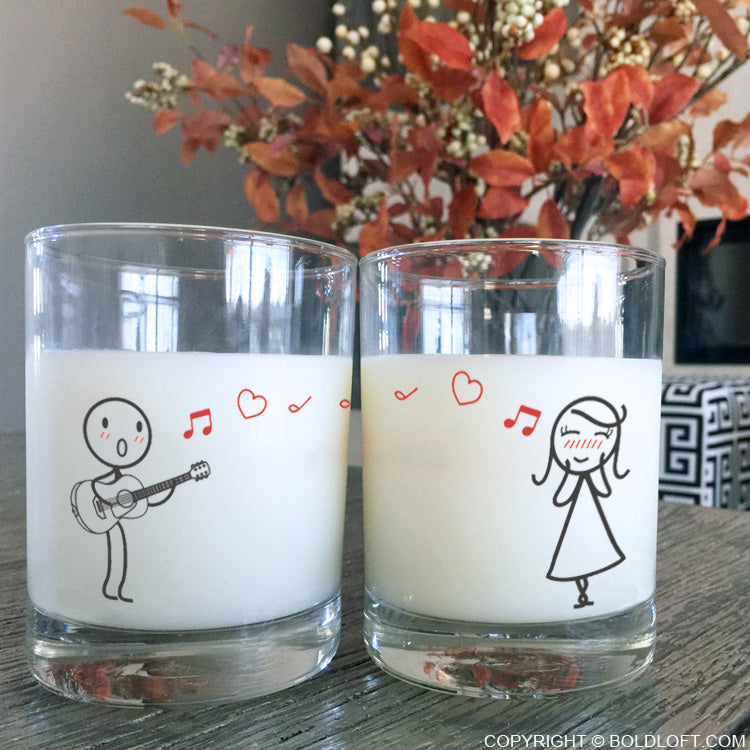 BoldLoft Love Me Tender™ Couple Drinking Glasses for him and her.