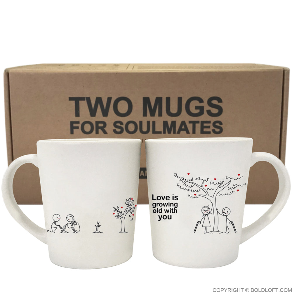 BoldLoft Grow Old with You™ Couple Coffee Mugs. Two Mugs for Soulmates™ by BoldLoft.