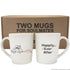 Charming Happily Ever After wedding coffee mugs by BoldLoft feature endearing stick-figure bride and groom characters, packaged in the signature Two Mugs for Soulmates gift-ready box.