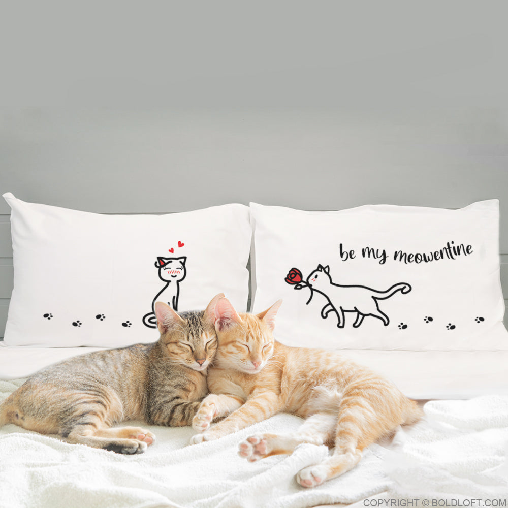 Be My Meowentine™ Cat Couple Pillowcase Set