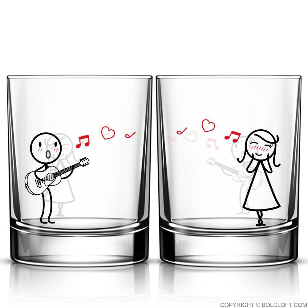 BoldLoft Love Me Tender™ Couple Drinking Glass Set