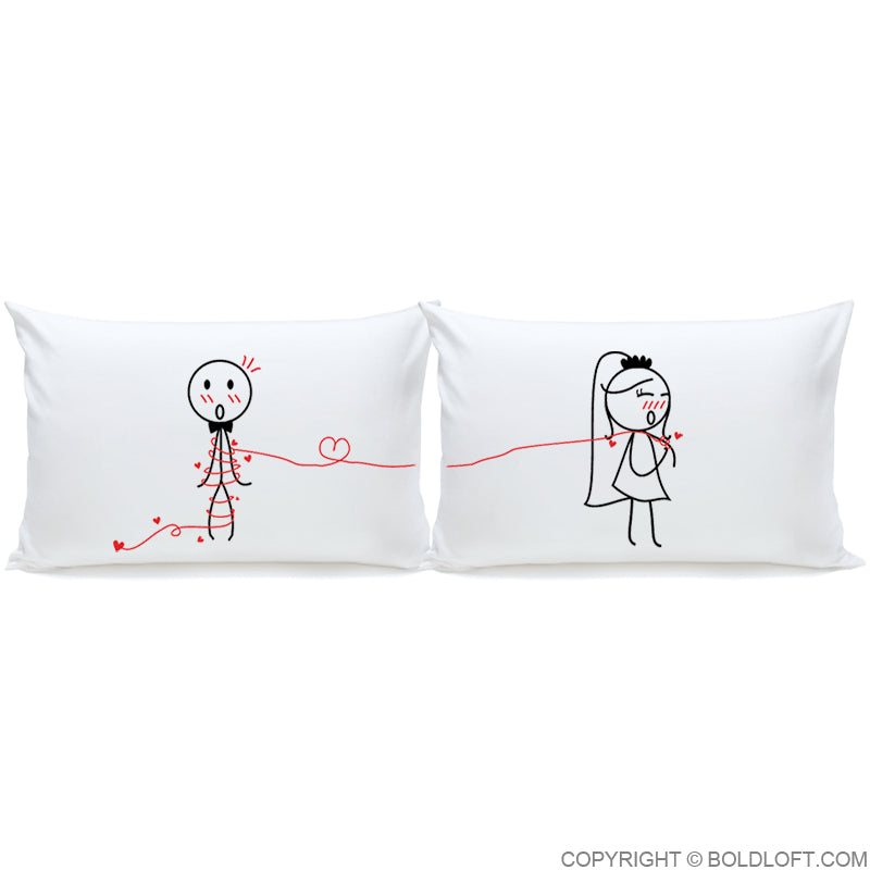 BoldLoft Tie The Knot™ Bride &amp; Groom Wedding Pillowcases