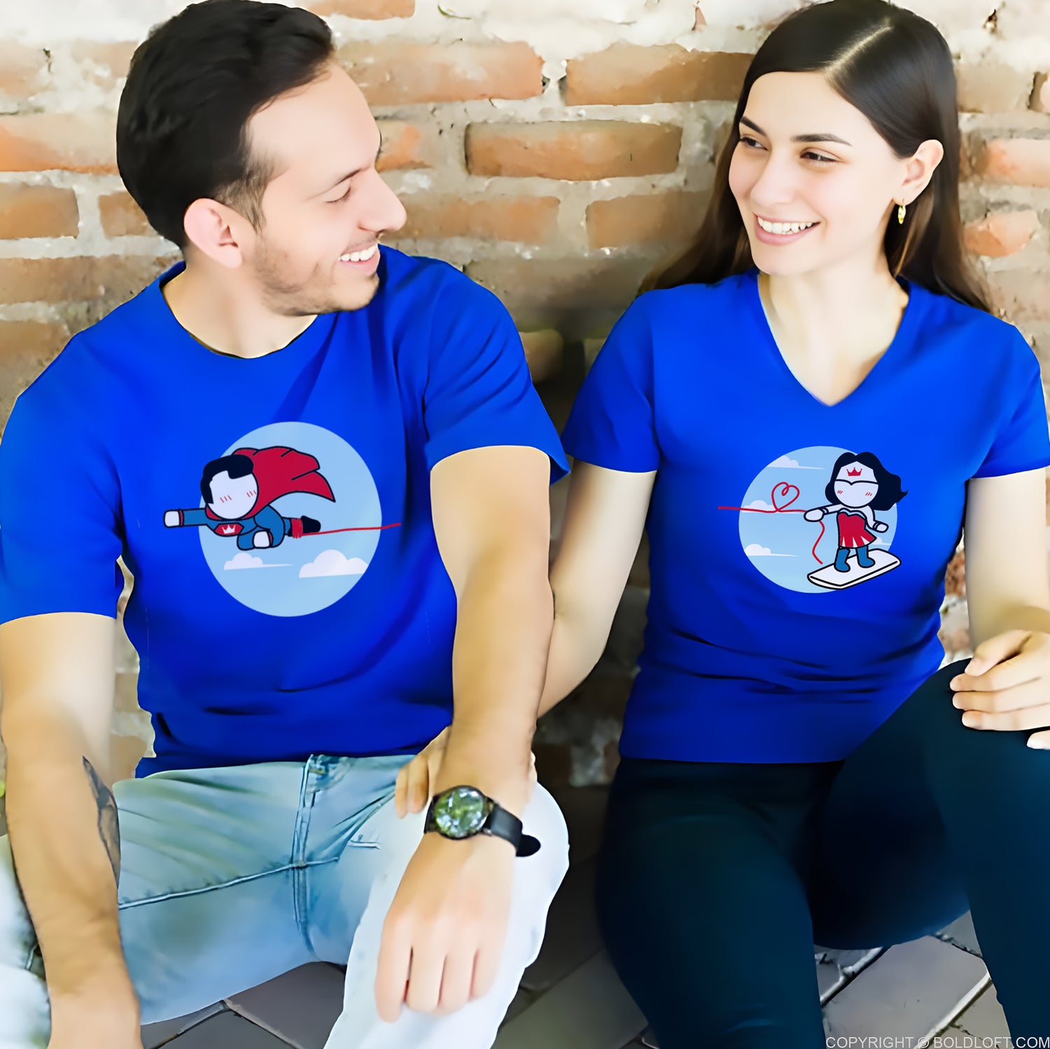 BoldLoft Made for Loving You Couple Shirts. Matching his and hers superhero themed Valentine shirts for couples, perfect boyfriend gift and girlfriend gift.