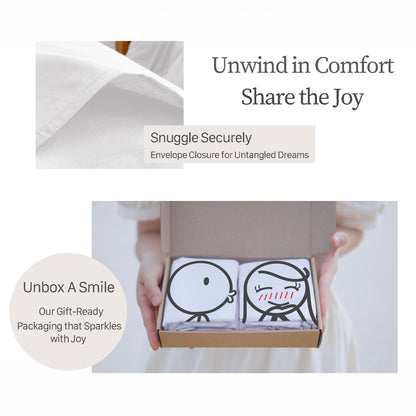 BoldLoft couple pillowcases with envelope closure and gift ready packaging 