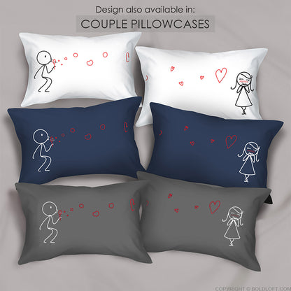 BoldLoft From My Heart to Yours Couple Pillowcases are available in 3 colors, White, Grey, and Dark Blue