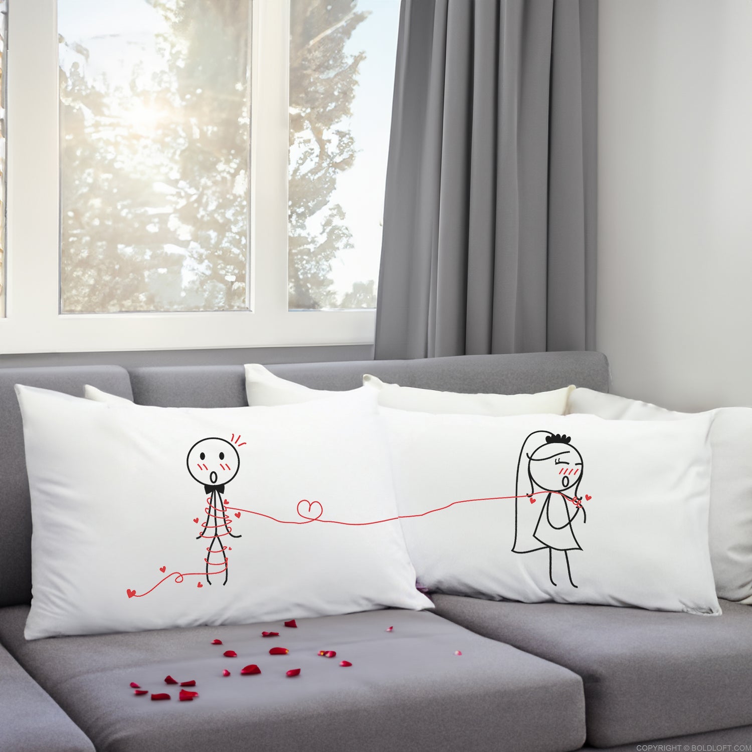 Celebrate life long journey with BoldLoft Tie the Knot Couple Pillowcases, perfect wedding gifts and engagement gifts for bride and groom.