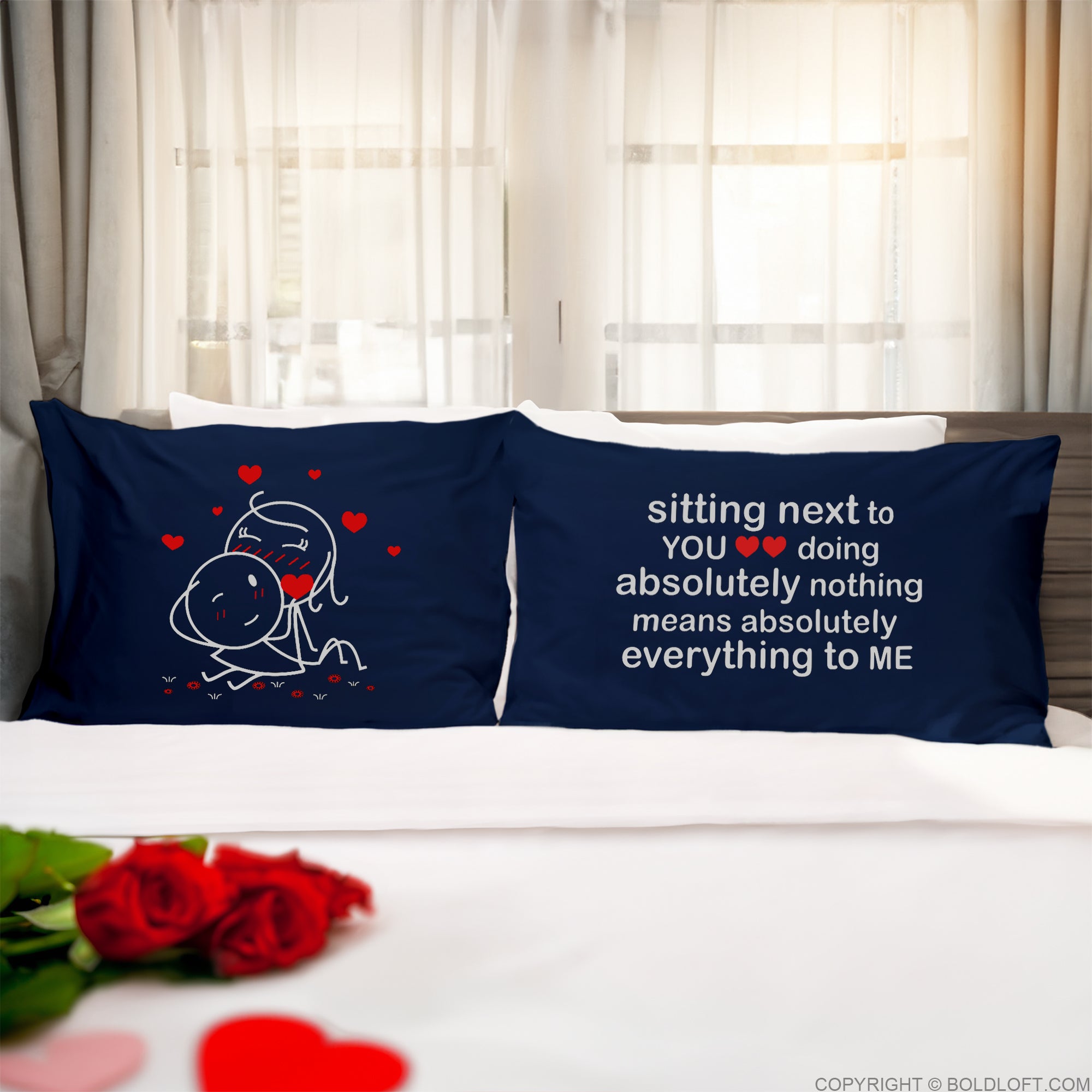 BoldLoft You Mean Everything to Me™ Couple Pillowcases - Romantic Couple Gift Idea for Anniversary, Valentine&