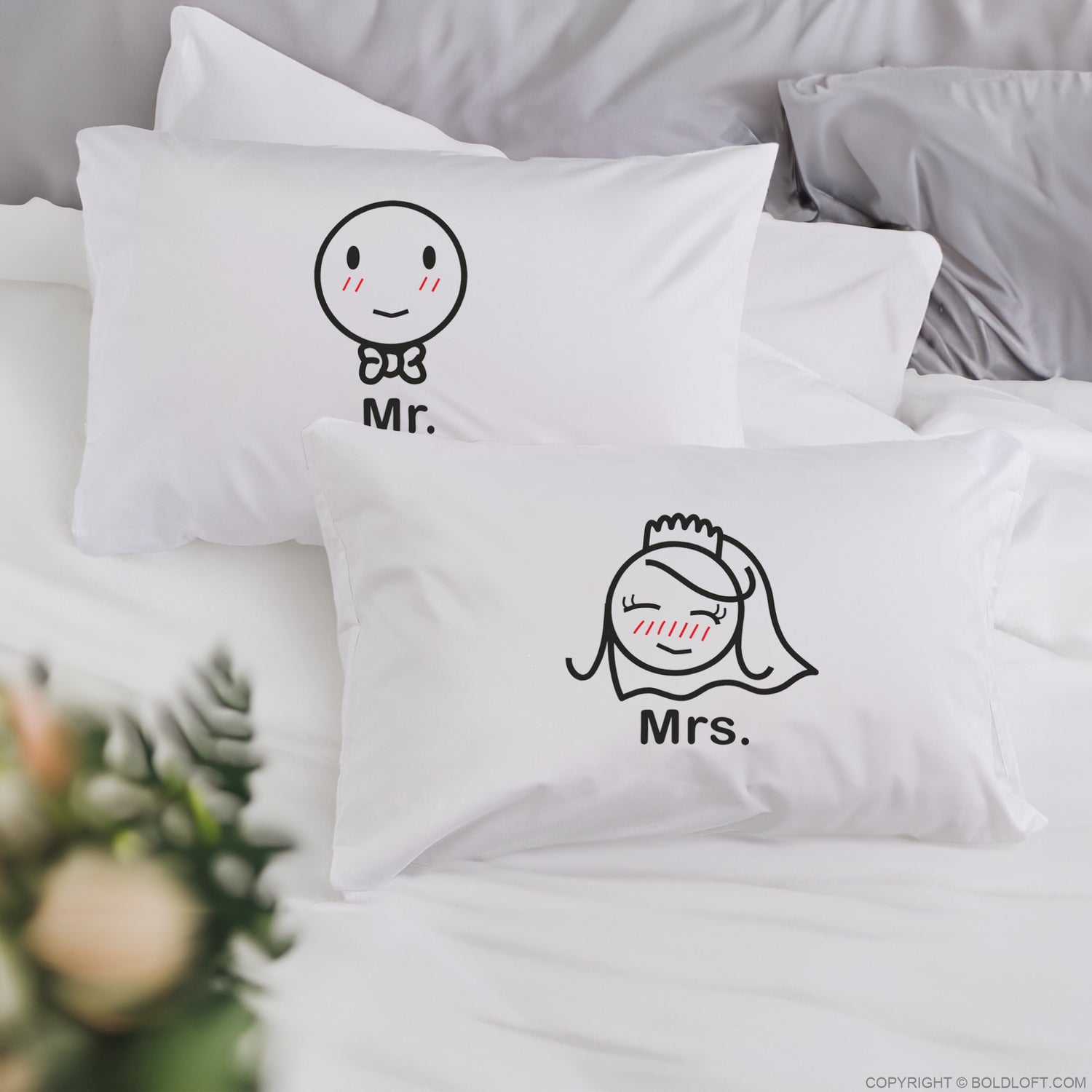 BoldLoft Mr &amp; Mrs Wedding Pillowcases-Wedding Pillow Gift for Couples.