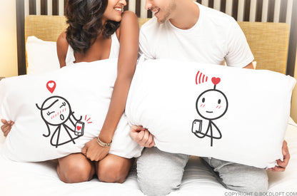 BoldLoft We Are Connected Couple Pillowcases- Romantic Couple Gifts for Him and Her.