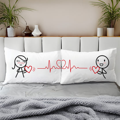 BoldLoft Together in Love Couple Gift Set comes with a set of Love You with Every Beat of My Heart couple pillowcases.