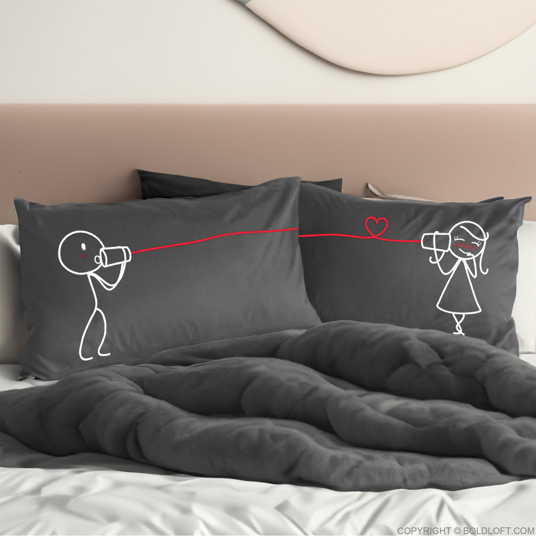 Say I Love You® Couple Pillowcase Set (Gray)