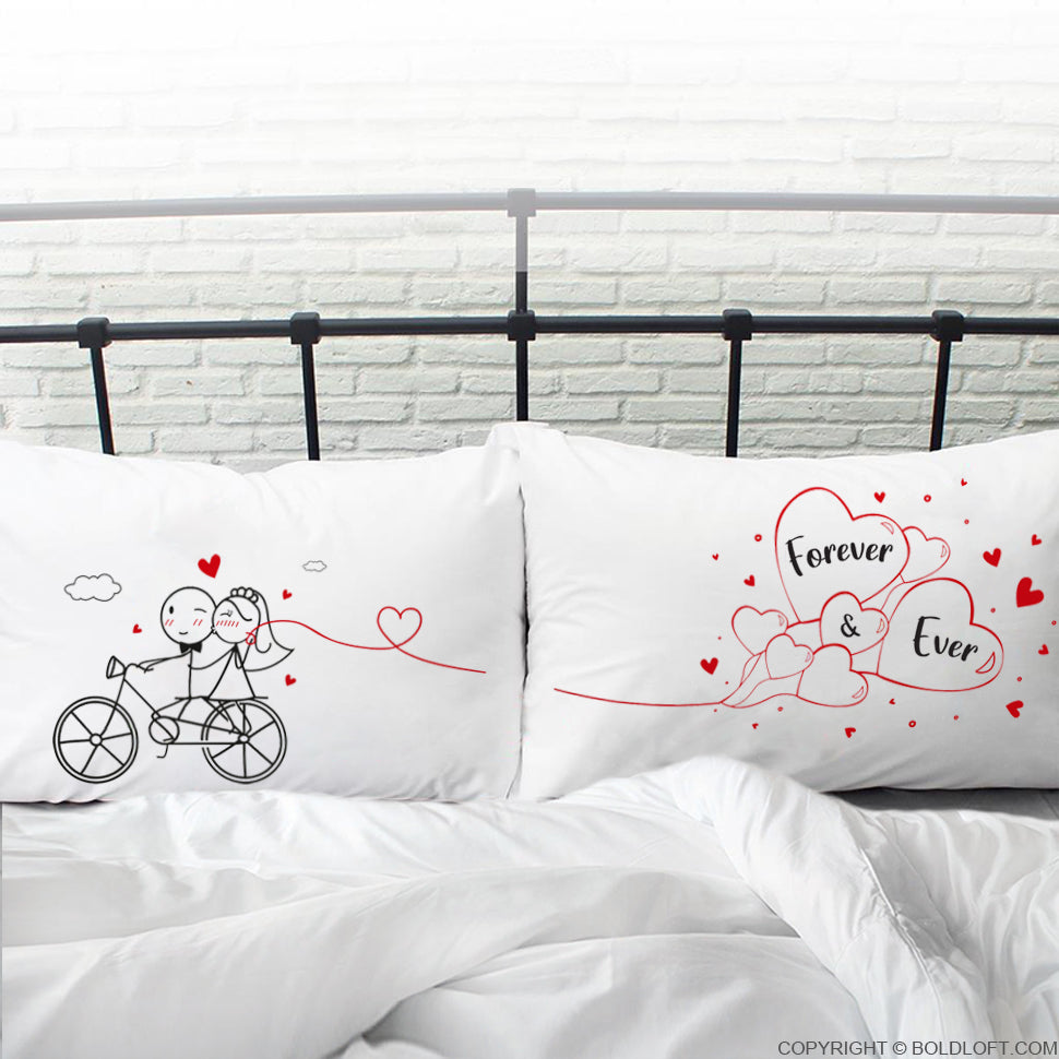 BoldLoft Forever & Ever Couple Pillowcases-Wedding Pillow Covers for Bride and Groom