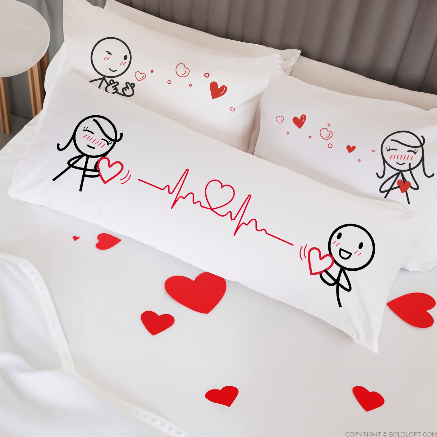 BoldLoft Love You with Every Beat of My Heart® Body Pillowcase - Couple Gifts for Valentine&