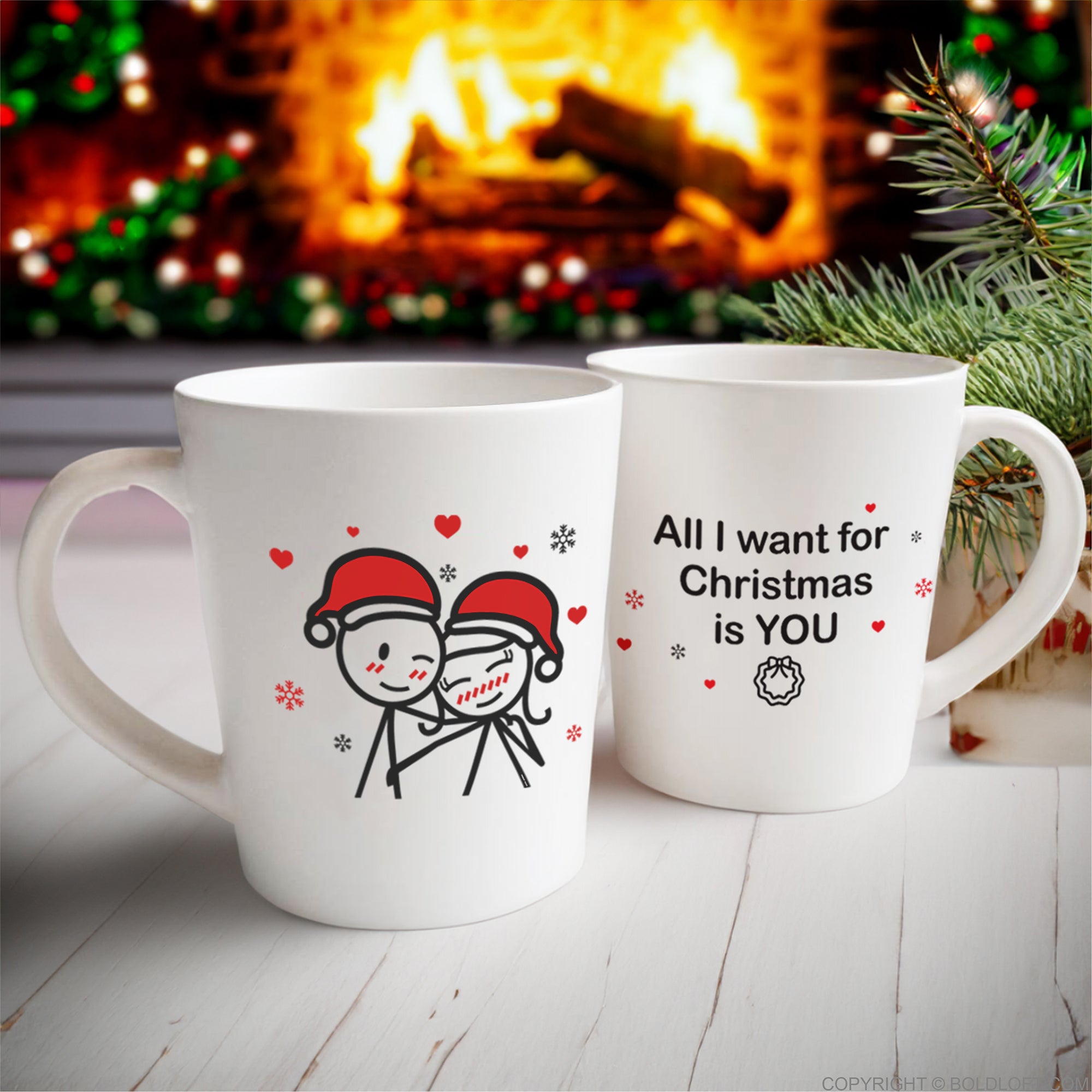 BoldLoft Merry Christmas couple coffee mugs, Christmas mugs for him and her