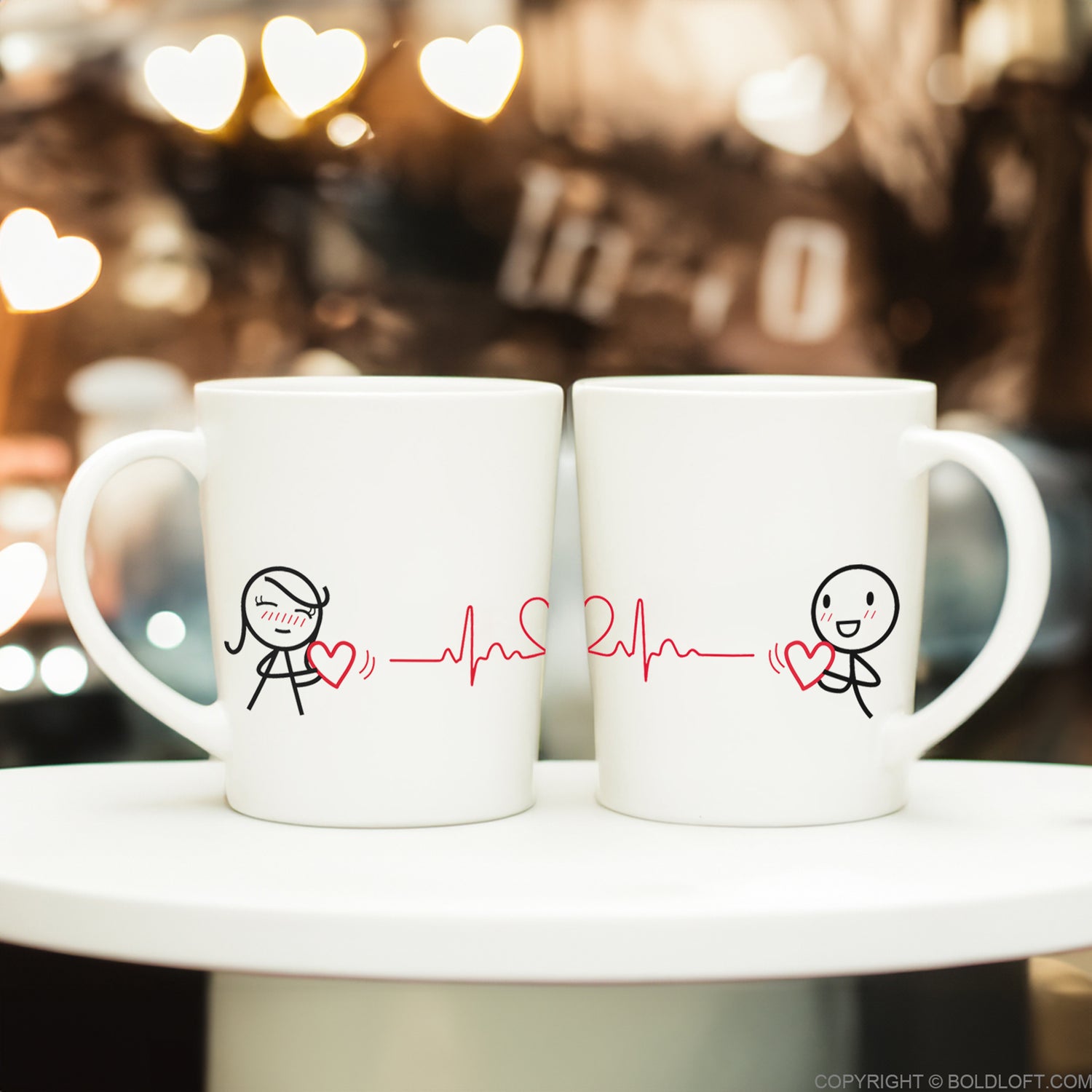 BoldLoft Love You with Every Beat of My Heart Couple Coffee Mugs- Couple mugs for him and her with heart designs make them perfect gift for couples.
