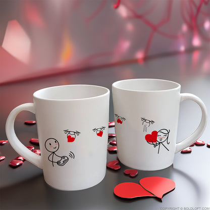 BoldLoft Love is on the Way couple coffee mugs - Heartfelt gifts for couples for Valentine&