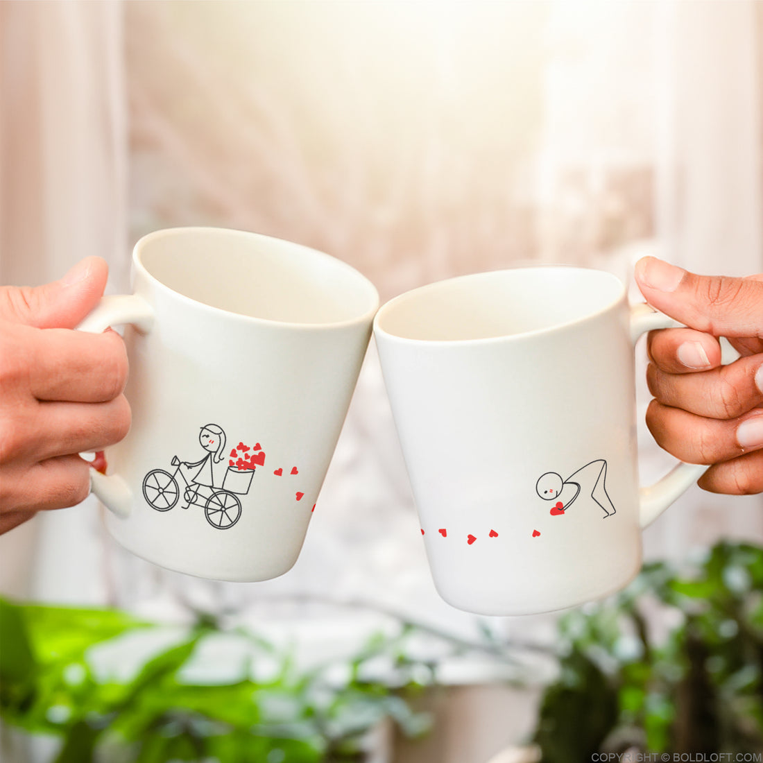 BoldLoft All My Love for You Couple Mugs with cute stick figures and perfect gifts for boyfriend and husband